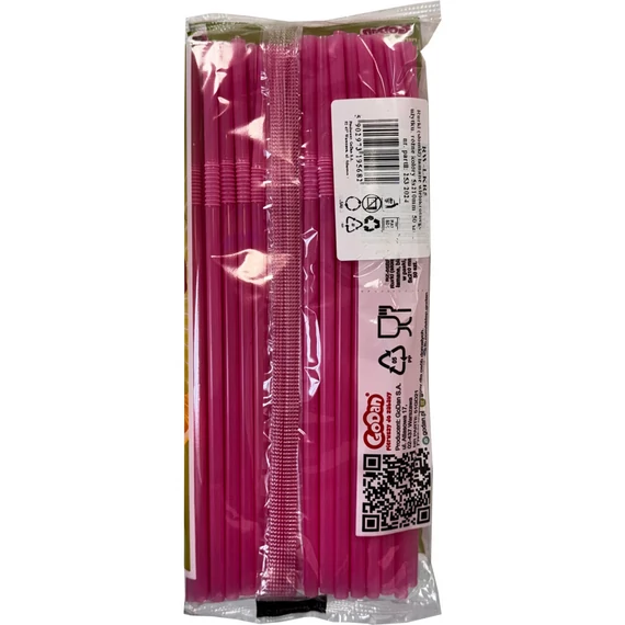 Színes Pink műanyag szívószál 50 db-os