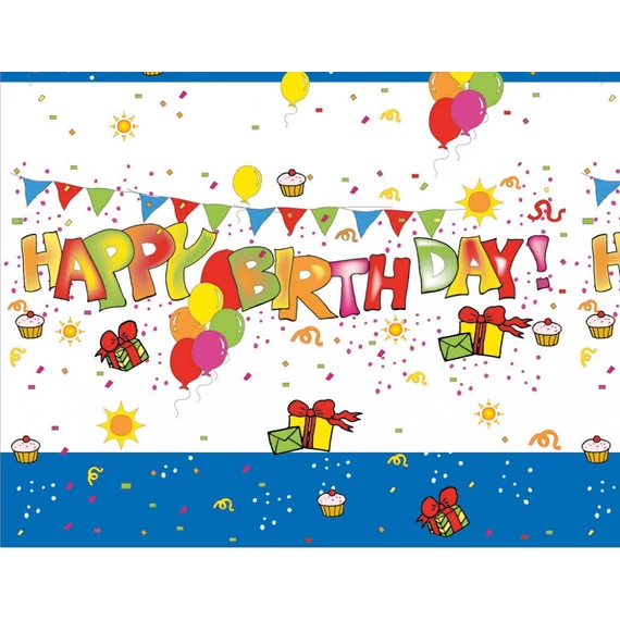 Happy Birthday Kokliko műanyag asztalterítő 120x180 cm