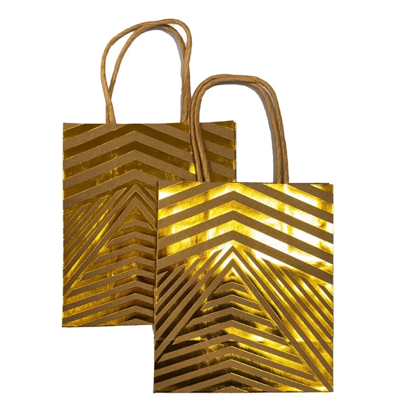 Színes Gold papír ajándéktasak, ajándékzacskó 6 db-os