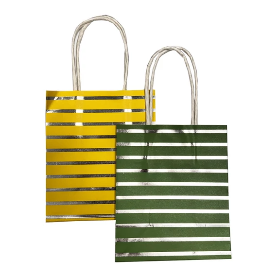Színes Striped papír ajándéktasak, ajándékzacskó 6 db-os