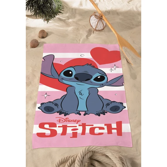 Disney Lilo és Stitch, A csillagkutya Sparkling Heart fürdőlepedő, strand törölköző 70x140cm