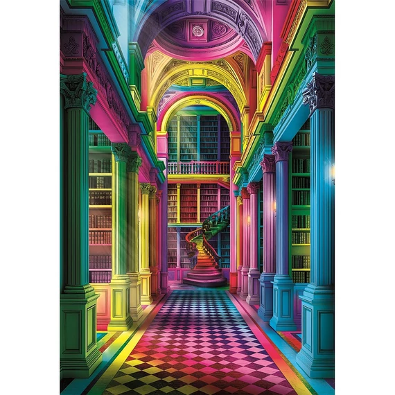 Színes könyvtár Colorboom 1000 db-os Compact puzzle Clementoni