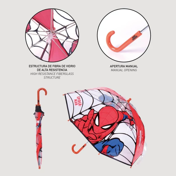 Pókember Web-Slinger gyerek átlátszó esernyő Ø71 cm