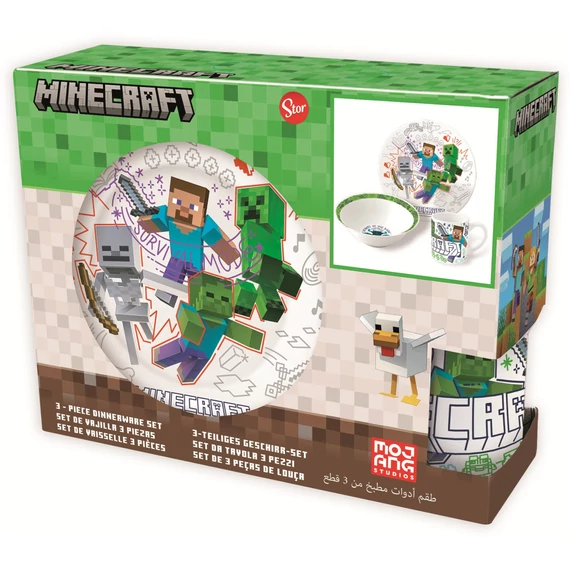 Minecraft Explore More porcelán étkészlet Díszdobozban