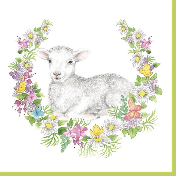 Húsvét Wreath with Lamb szalvéta 20 db-os 33x33 cm