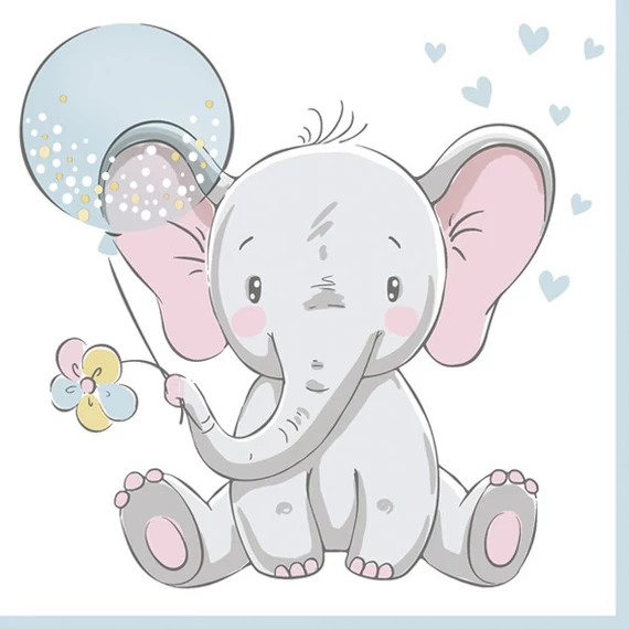 Baby elefánt Blue Balloon szalvéta 20 db-os 33x33 cm