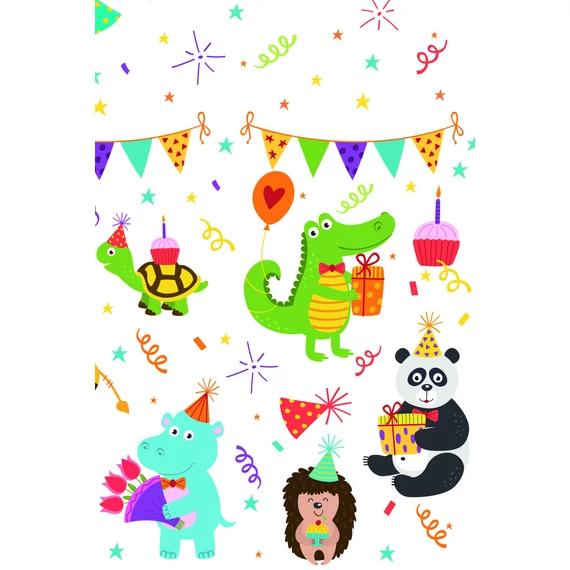 Állatos Cute Party papír asztalterítő 120x180 cm