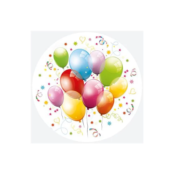 Színes lufis Balloons papírtányér 8 db-os 18 cm