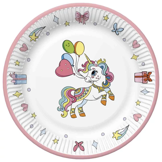 Unikornis Colourful papírtányér 8 db-os 18 cm