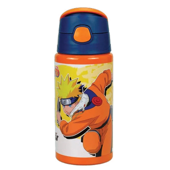 Naruto Fire alumínium szívószálas kulacs akasztóval 500 ml