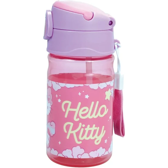 Hello Kitty Unicorn műanyag szívószálas kulacs akasztóval 350 ml