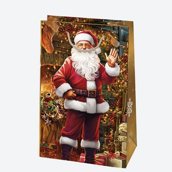 Karácsony Santa Claus papír ajándéktasak, ajándékzacskó 10x16x6 cm
