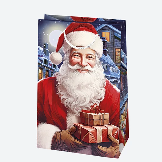 Karácsony Santa Claus papír ajándéktasak, ajándékzacskó 10x16x6 cm