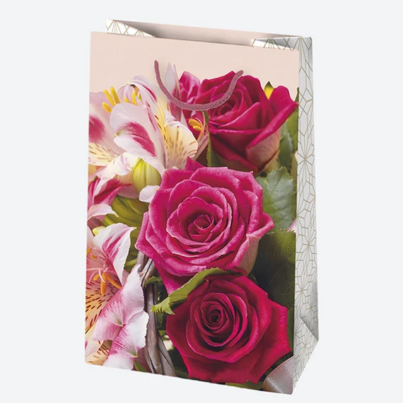 Virág Bouquets papír ajándéktasak, ajándékzacskó 16x24x7 cm