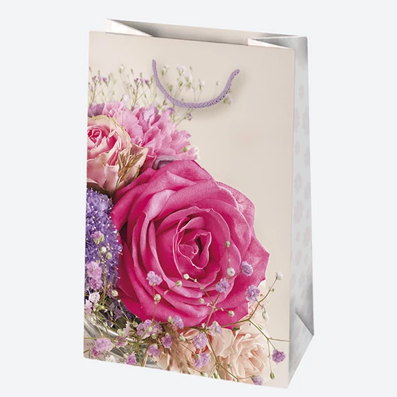 Virág Bouquets papír ajándéktasak, ajándékzacskó 16x24x7 cm