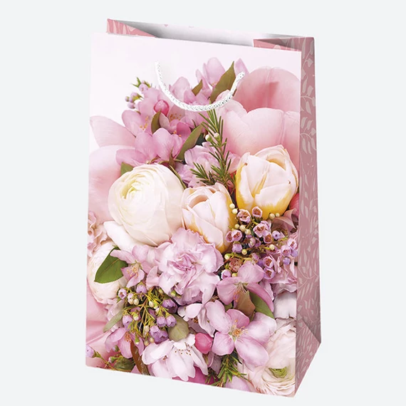 Virág Bouquets papír ajándéktasak, ajándékzacskó 16x24x7 cm