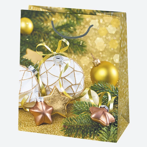 Karácsony Decorations papír ajándéktasak, ajándékzacskó 19x23x10,5 cm