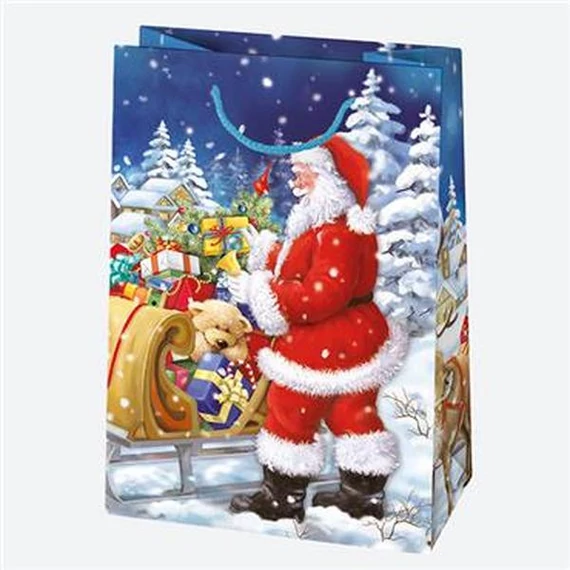 Karácsony Toyland papír ajándéktasak, ajándékzacskó 23x32x11 cm