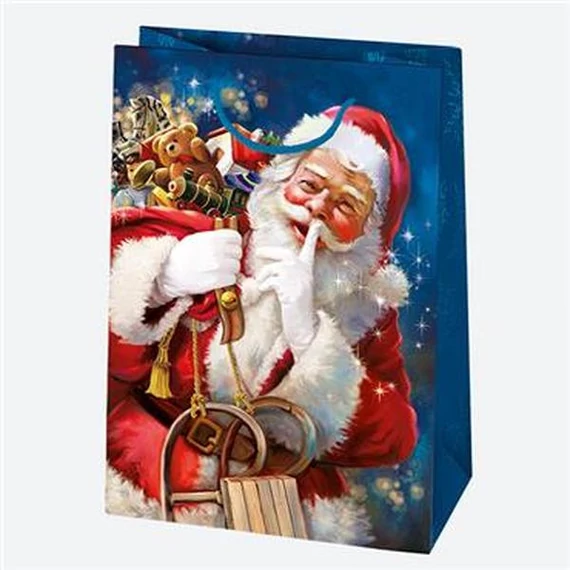 Karácsony Toyland papír ajándéktasak, ajándékzacskó 23x32x11 cm