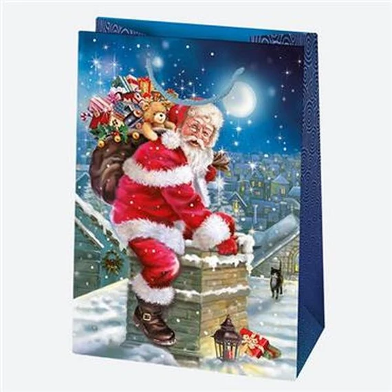 Karácsony Toyland papír ajándéktasak, ajándékzacskó 23x32x11 cm