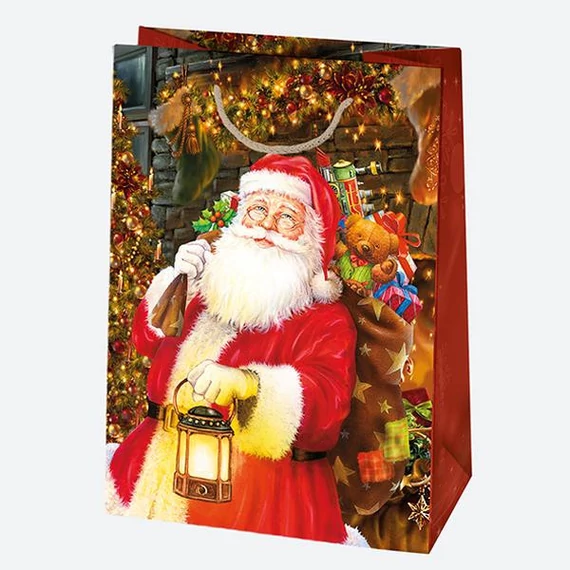 Karácsony Toyland papír ajándéktasak, ajándékzacskó 23x32x11 cm