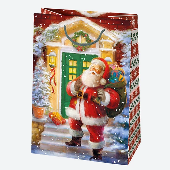Karácsony Gift Giving papír ajándéktasak, ajándékzacskó 23x32x11 cm