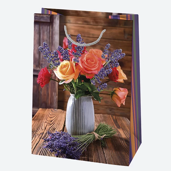 Levendula Vase papír ajándéktasak, ajándékzacskó 23x32x11 cm