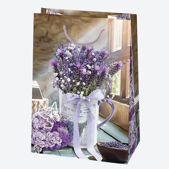 Levendula Vase papír ajándéktasak, ajándékzacskó 23x32x11 cm