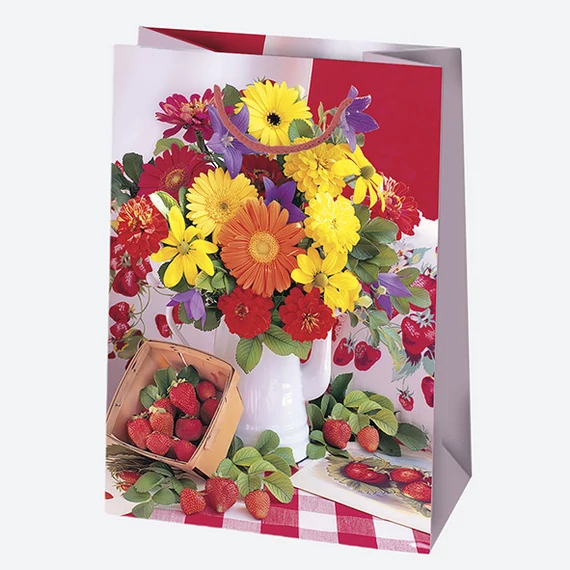 Virág Bouquet papír ajándéktasak, ajándékzacskó 23x32x11 cm
