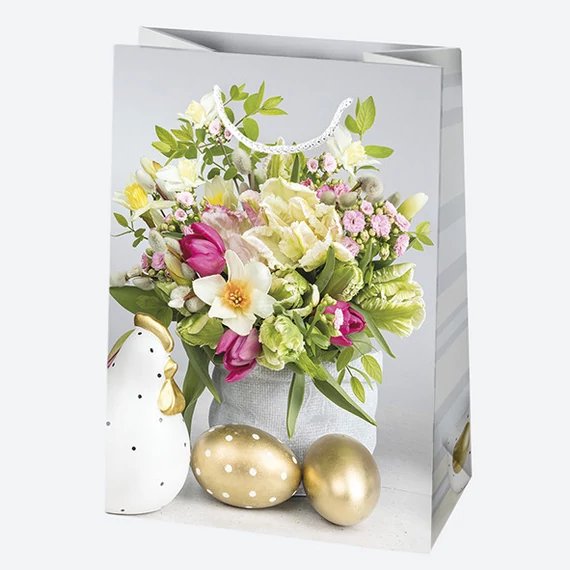 Húsvét Flowers papír ajándéktasak, ajándékzacskó 23x32x11 cm