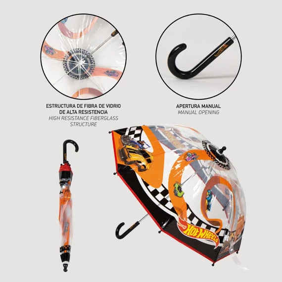 Hot Wheels Race gyerek átlátszó esernyő Ø71 cm