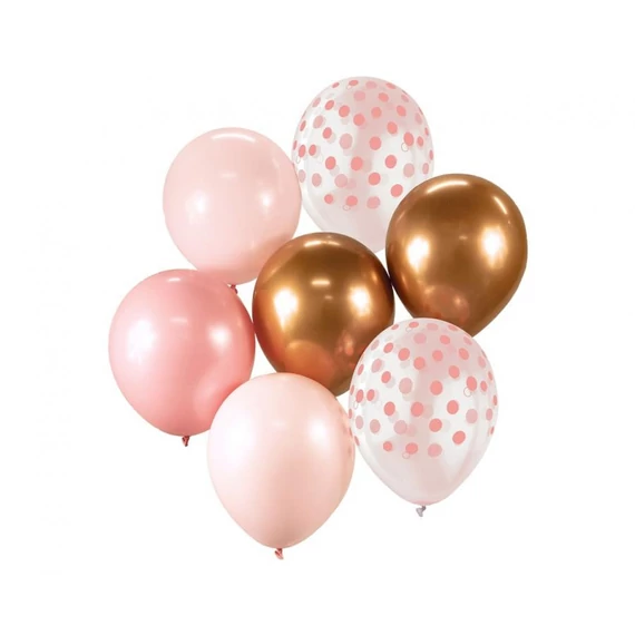Színes Pink-Copper léggömb, lufi szett 7 db-os 30cm (12 inch)