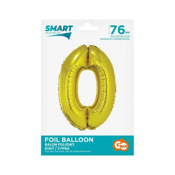 Arany 0-ás Gold szám fólia lufi 76 cm