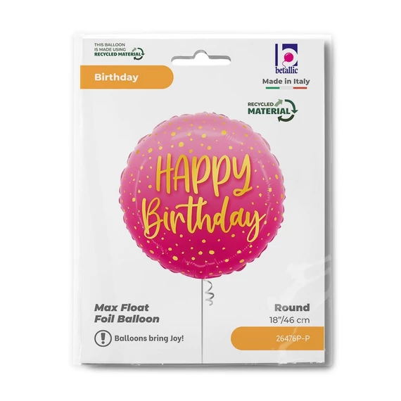 Happy Birthday Pink fólia lufi 46 cm