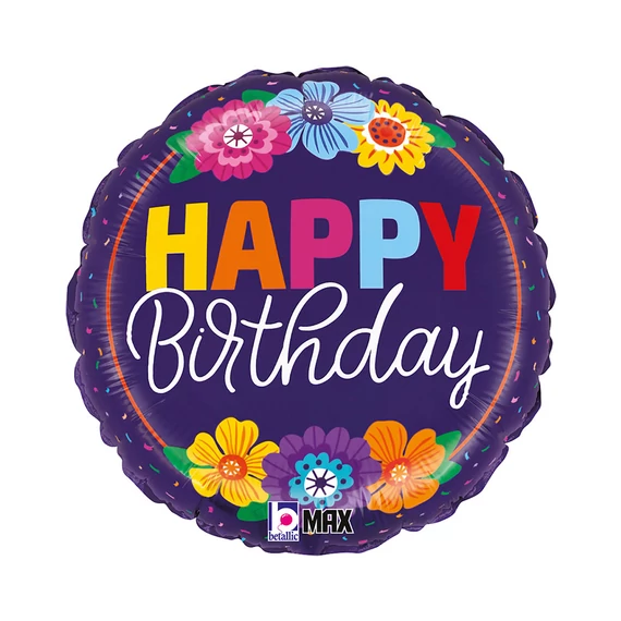 Happy Birthday Bold Blooms fólia lufi 46 cm