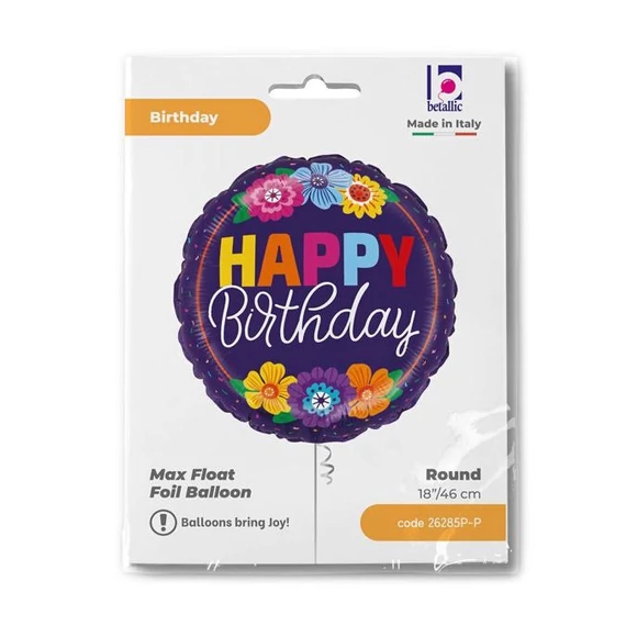 Happy Birthday Bold Blooms fólia lufi 46 cm