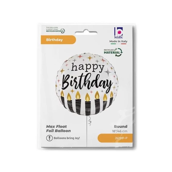 Happy Birthday Satin Candle fólia lufi 46 cm