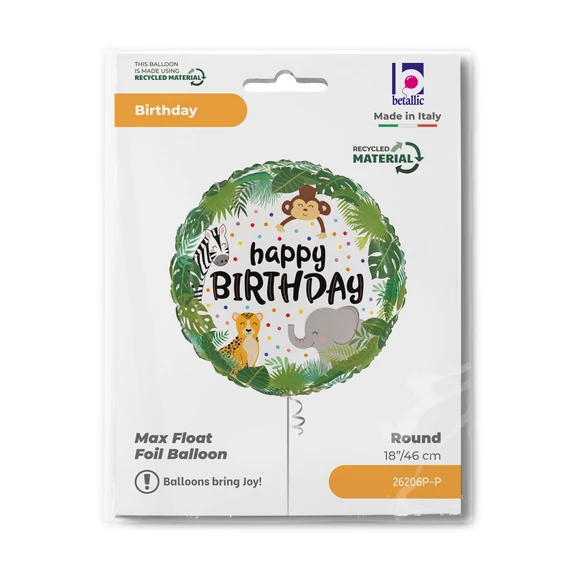 Happy Birthday Jungle fólia lufi 46 cm