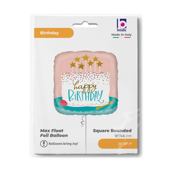Happy Birthday Confetti Cake fólia lufi 46 cm