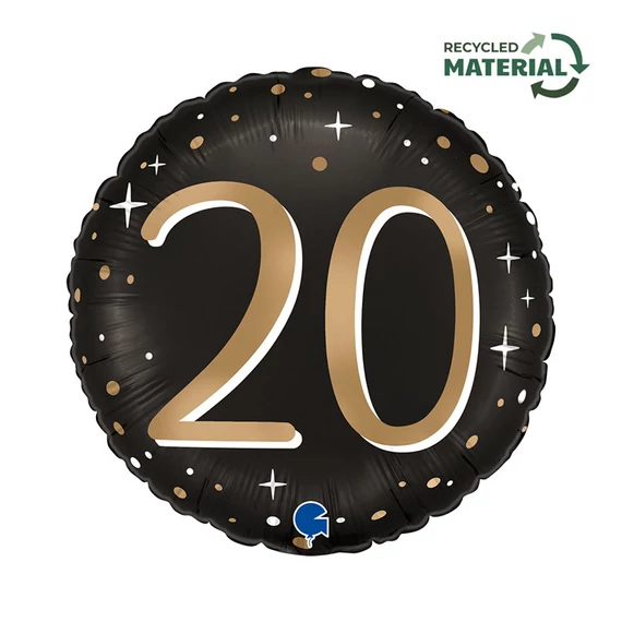 Happy Birthday 20 Sparkling fólia lufi 46 cm