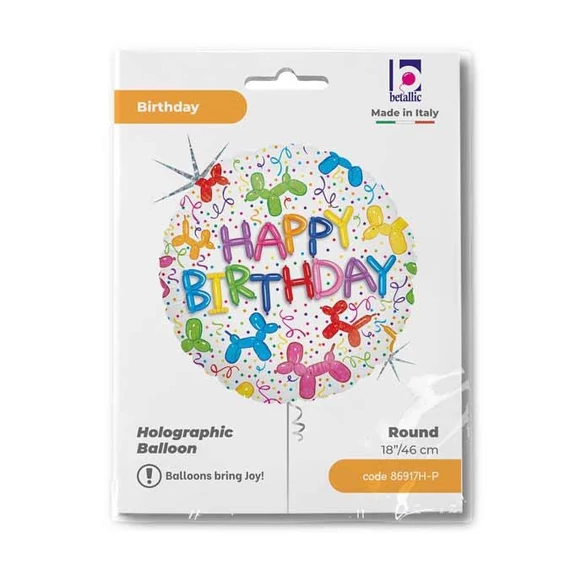 Happy Birthday Balloons Dog Holo fólia lufi 46 cm