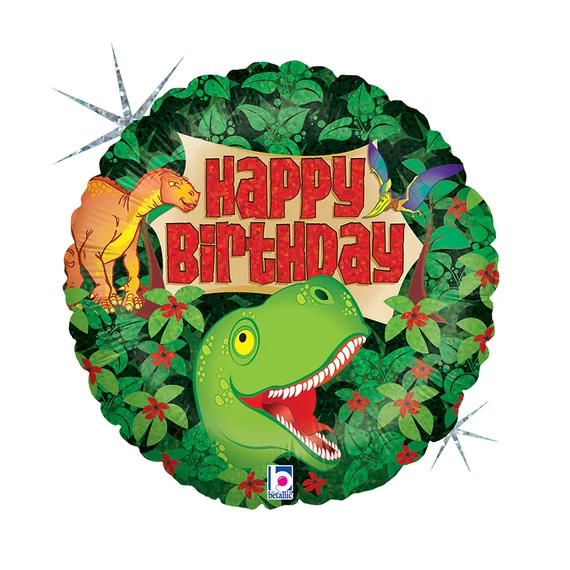 Happy Birthday Dinosaur Holo fólia lufi 46 cm
