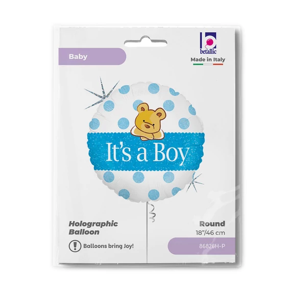 Baby Boy Bear Holo fólia lufi 46 cm
