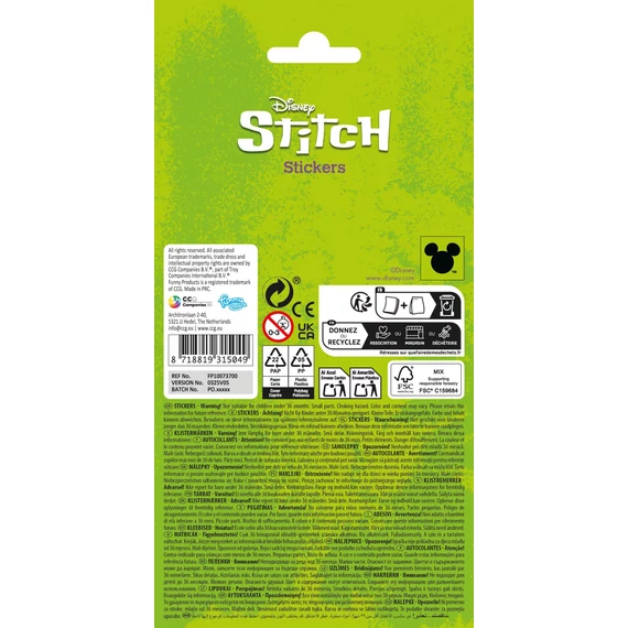 Disney Lilo és Stitch, A csillagkutya Extrovert csillámos matrica szett