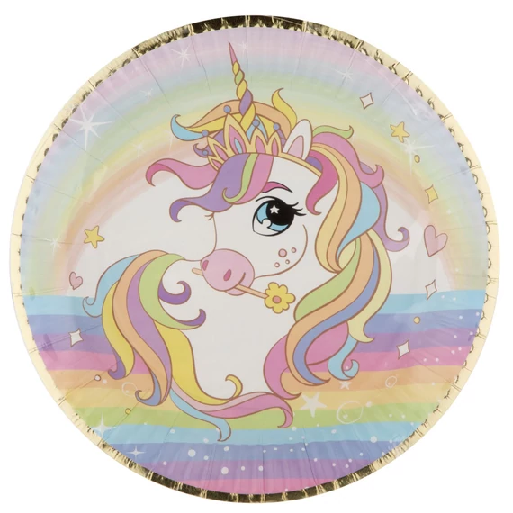 Unikornis Rainbow papírtányér 6 db-os 23 cm