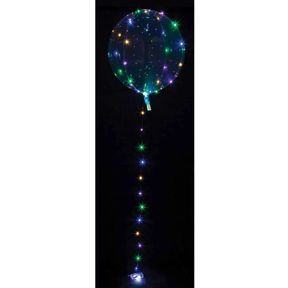 Színesen világító Crystal LED lufi, átlátszó