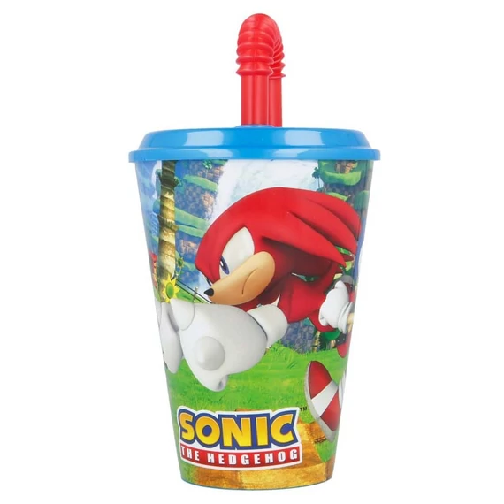 Sonic a sündisznó Speedy szívószálas pohár, műanyag 430 ml