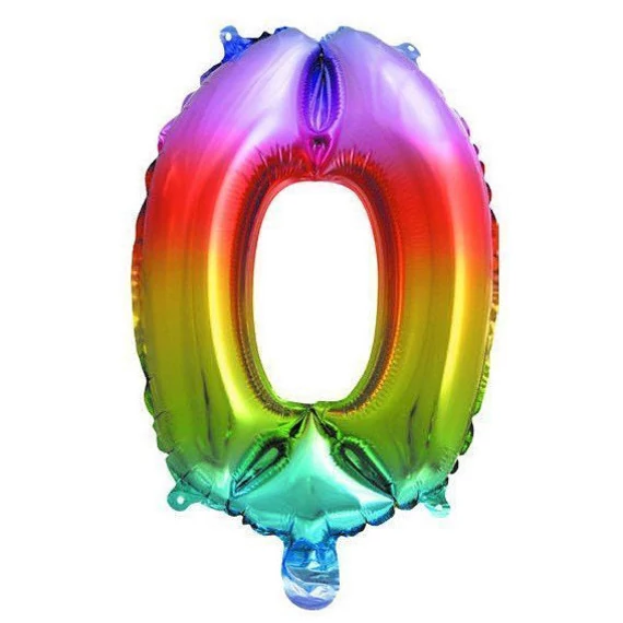 Színes Multicolour Metallic mini 0-ás szám fólia lufi 33 cm