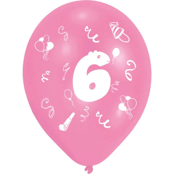 Happy Birthday 6 Ribbon léggömb, lufi 8 db-os 10 inch (25,4cm)