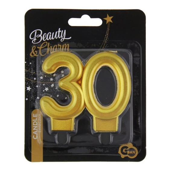Arany 30-as Gold tortagyertya, számgyertya